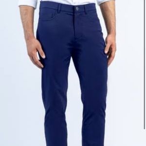 NWOT Santorelli “Luigi” Flat Front Navy Blue Chino Pants